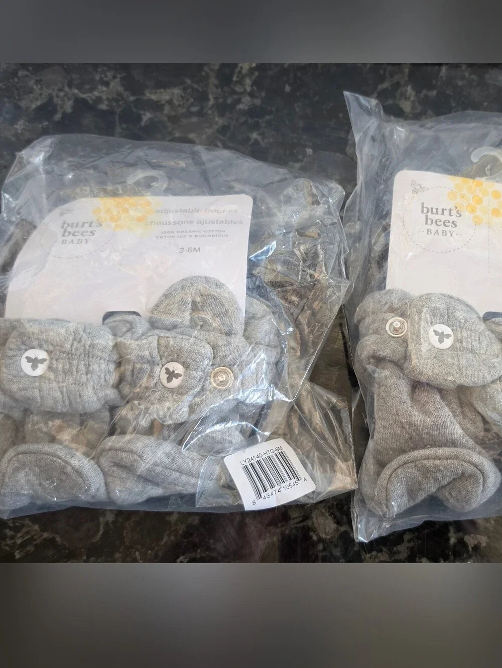 Burt's Bees Baby Grey Organic Cotton Booties
